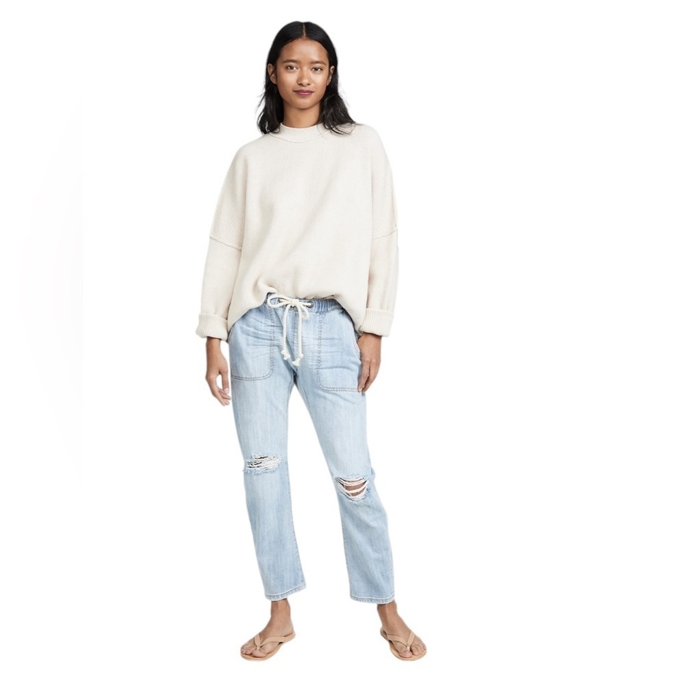 ONE TEASPOON Shabbies Distressed Light Wash Elastic Drawstring Waist Jeans Small